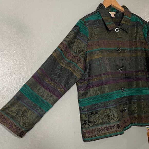 Satin Tapestry Jacket Size Large Dark Romantic Whimsigoth Witchy Artsy Brocade - Picture 2 of 13